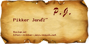Pikker Jenő névjegykártya